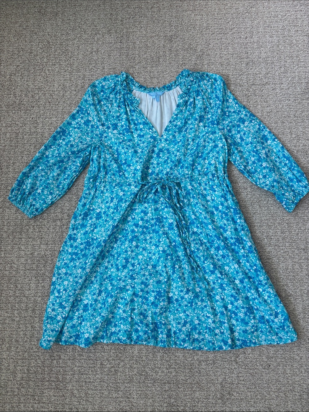 Draper James Kellie Babydoll Dress in Blue Aster Floral lightweight Size Small